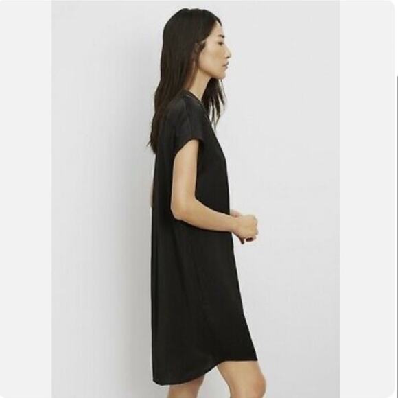 Vince Embroidered Shift Dress Black Minimalist Quiet Luxury Size 4 Small - Picture 3 of 11